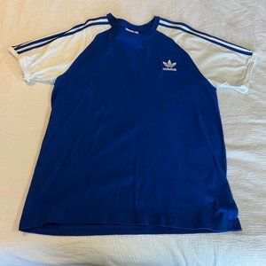 Adidas Originals Three Stripe Short Sleeve Shirt Blue XL